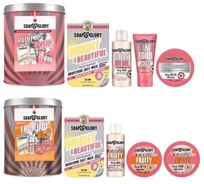 (Pack of 2) Soap and Glory Original Pink & Call Of Fruity Collection Tin Gift Set Tropical notes, clean on me, body wash, body butter, scrub, mask 2 TINS