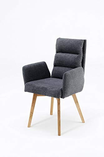 MJC Armlehnenstuhl Kampala Anthrazit Drehfunktion Wildeiche massiv Esszimmerstuhl