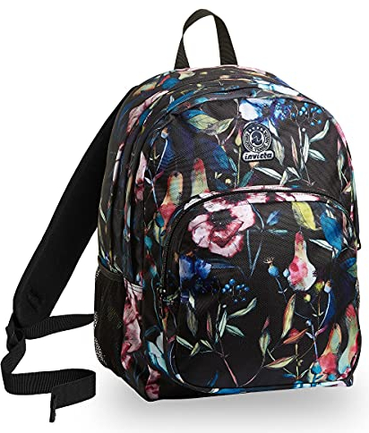 Invicta Rucksack, für Schule, Sport&Freizeit, Geräumige Schultasche für Teenager, Mädchen und Jungen, mit Trinkflaschenfach, Extra Platz, mehrfarbig, STRONG WILDFLOWERS