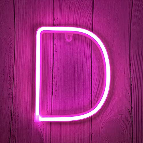 ENUOLI LED Neon Buchstaben Lichter Rosa Neonschild Leuchten Buchstaben Neonschild Batterie/USB Beleuchtete Buchstaben Neon Nachtlicht Dekor für Kinderzimmer,Hochzeit,Weihnachten,Valentinstag(D)