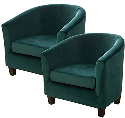 cjc Sesselbezug Stretch Samt Sesselschoner Elastisch Sesselhusse Sesselüberwurf für Stuhl Clubsessel Husse Cocktailsessel Schonbezüge Tullsta Stuhl Sofahusse Waschmaschinenfest