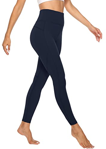 JOYSPELS Sport Leggings Damen High Waist Sporthose mit Tasche Leggins Blickdicht Sportleggins Yogahose, Navy, M