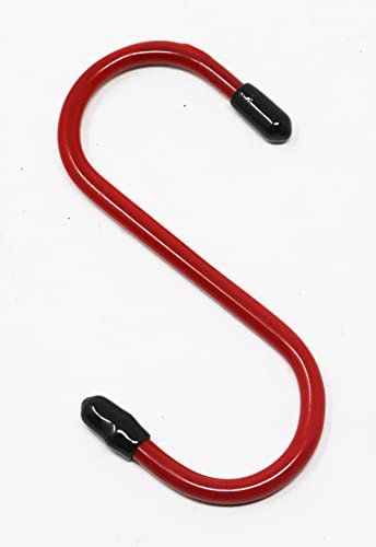 fiXte Ganci a S rivestiti in plastica con estremità in gomma per riporre cucina, garage, capanno, stalla 100 mm, confezione da 2, rosso
