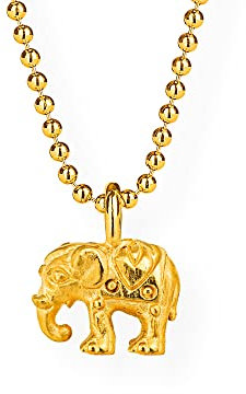 Drachenfels Mini Elefanten Anhänger aus Echtsilber goldplattiert/Kollektion Ganesha/Edler Anhänger für Damen und Mädchen aus 925 Sterlingsilber/Designer-Schmuck/D GAN 35/AGG