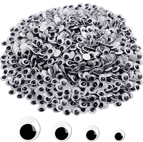 JANYUN 1000 Stück 10mm Wackelauge Selbstklebende Kulleraugen Selbstklebend Kunststoff Augen für DIY Scrapbooking Spielzeuge Zubehör
