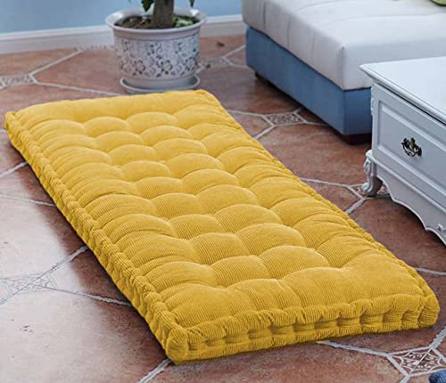 GGoty 10 cm dickes Bankkissen, 2/3-Sitzer, 100 cm/120 cm, weiche Bankkissen, Baumwollstuhlpolster für Garten, Terrasse, Esszimmer, Sofa, Schaukel (120 x 40 cm, gelb)