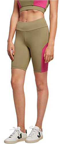 Urban Classics Damen Radlerhose Ladies Color Block Cycle Shorts, Farbe Khaki/brightviolet, Größe 5XL