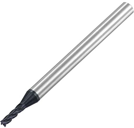 sourcing map Fresa de punta cuadrada, 2 mm de diámetro de punta de carburo sólido con revestimiento AlTiN CNC fresa de 4 flautas HRC45 con vástago de 4 mm de longitud de 50 mm