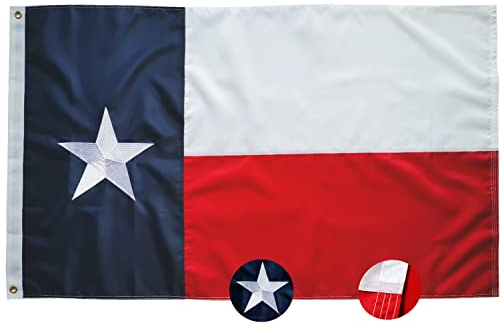 Texas-Staatsflagge, 90 x 150 cm, bestickte Sterne, genähte Streifen, Premium-Texas-Flagge, für drinnen und draußen, 210D strapazierfähiges Oxford mit Messingösen