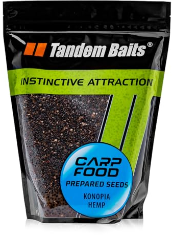 Tandem Baits Carp Food Fertiger Hanf | Karpfenfutter | Karpfen Angeln ohne Mühe | Köder zum Große-Fische-Angeln | Karpfenzubehör für Profis & Hobby-Angler | Partikelköder | Angelfutter 1 kg