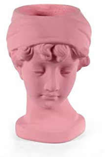 GICOS IMPORT EXPORT SRL Vaso vasetto in cemento multiuso decoro testa donna rosa 25 * 18 * 29 CM cm casa giardino portapiante NON-825064