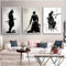 HMXQLW Japanische Samurai Leinwandbilder Schwarz-Weiß-Figuren Bilder Set Leinwand Malerei Moderne Wandkunst Bilder Wohnzimmer Dekor Kein Rahmen 3er (50X70CM)