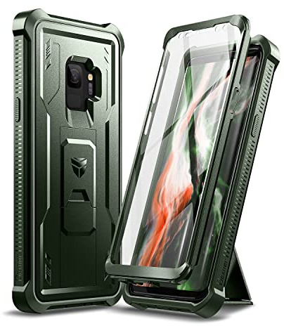 Dexnor Kompatibel mit Hülle Samsung Galaxy S9, eingebauter Displayschutz und Ständer, strapazierfähig, militärischer Schutz, stoßfest, Schutzhülle Kompatibel mit Samsung Galaxy S9，Grün