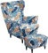 AQIGR 2 Teilig Ohrensessel Überzug Mit Ottomane Schonbezug Stretch Sessel Überwürfe Ohrensesselbezüge Bezug Sesselhusse Tiger Stuhlbezug (Color : #7)