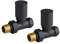 Black Straight Radiator Valves Round Modern Radiator Valves Pair of 15mm x 1/2 Set of 2 for Heated Towel Rails & Central Heating Radiators Black Radiator Valve Set
