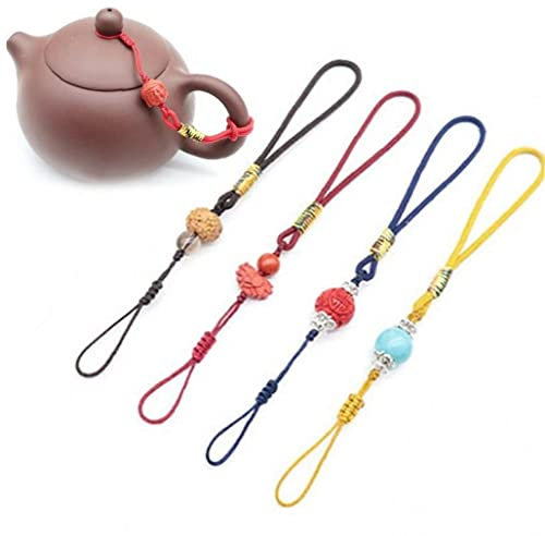 Hand-woven Teapot Rope, 5 Pcs Chinese Tea Ceremony Ceramic Teapot Cover Rope with Beads, Gungfu Tea Set Tea Pot Lid Rope