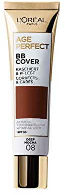 L'Oreal Paris Age Perfect BB Cream 08 Mahagoni, leicht, angereichert mit feuchtigkeitsspendendem Serum, Vitamin B3, LSF 50