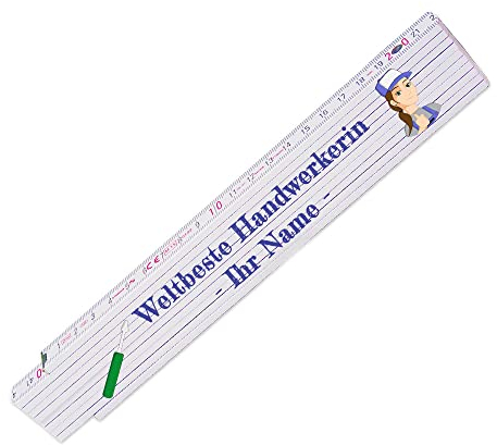Zollstock – Weltbeste Handwerkerin - personalisiert mit Namen | Glieder-Maßstab mit Wunsch-Namen | Meterstab individuell bedruckt