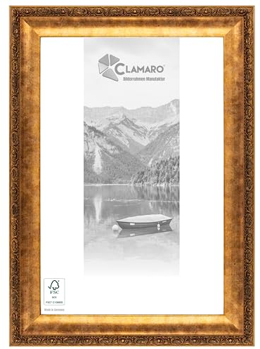 CLAMARO 'Franz' Bilderrahmen Antik 100x130 Massivholz | Bronze Antik | Shabby Chic Vintage Barock | Holzrahmen inkl. Acrylglas, Rückwand, Aufhänger (Querformat & Hochformat)