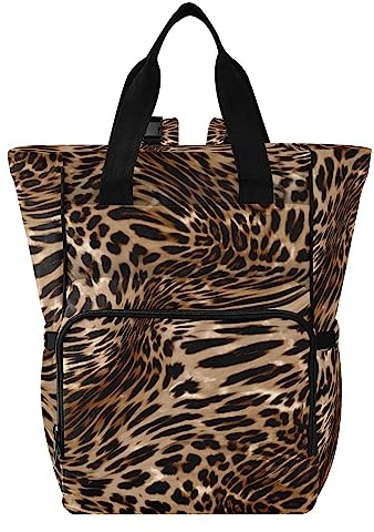 ISAOA Wickeltasche mit Tier-Leopardenmuster für Damen und Herren, großer Laptop-Rucksack, Reiserucksack, Tagesrucksack, Lunchtasche mit isolierten Taschen, Kinderwagengurten, wasserdicht, #7, One size