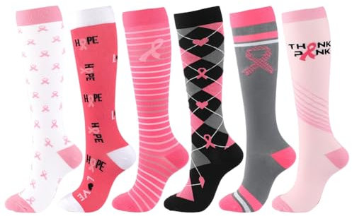 URFEDA 6 Paires Chaussettes de Compression pour Hommes Et Femmes, Unisexe Chaussette de Contention Bas de Contention Sport Compression Socks pour Marche Cyclisme, Voyage, Avion, Course à Pied