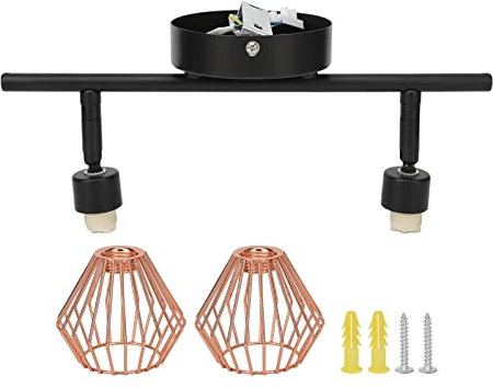 Schienenbeleuchtungs-Set, Deckenschienen-Beleuchtungskörper, 2 Drehbare Kopfschienen-Wand-Deckenstrahler Mit Gewebten Käfigen Für Küche Und Wohnzimmer