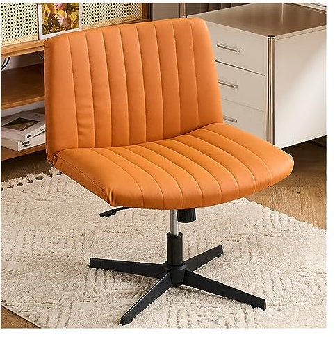 Bürostuhl, armloser Schreibtischstuhl, ohne Rollen, dick gepolsterte Leder-Home-Office-Stühle, Verstellbarer, drehbarer Schaukelstuhl, Computerstuhl für große Aufgaben für kleine Räume (Farb
