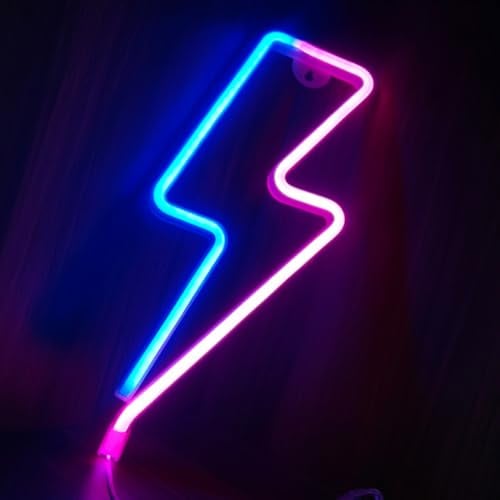Neon light signs for wall decoration, LED neon lights in the shape of lightning, neon sign nightlights powered by battery or USB, neon wall sign lights, neon lights for bedroom, room decor