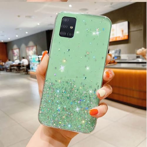 Funda Compatible con Samsung Galaxy A71 4G Case Transparente Brillo de Estrellas Cover Antigolpes TPU Carcasa