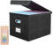 Upgraded Portable File Organiser Box with Lid, Large Capacity Multifunctional Foldable Fabric Hanging Filing Storage Box with Plastic Slide, Home/Office Filing System for File & Folders Storage-Black