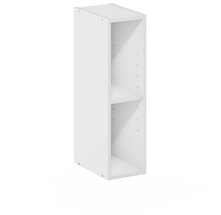 Furinno Fulda 2-stufiges, platzsparendes Aufbewahrungsregal, Bücherregal, 15 cm Breite, Weiß