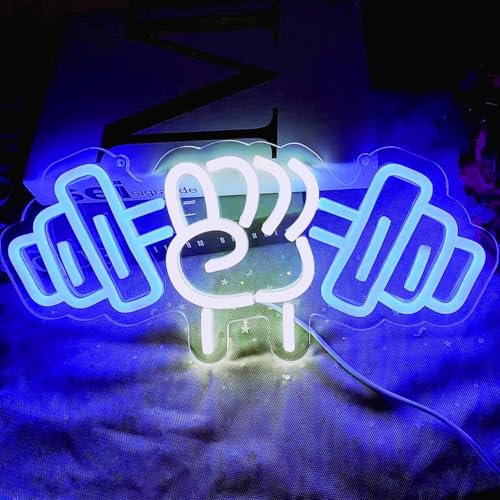 Fitnessstudio-Neonschild, Hantel-LED-Neonlicht für Heim-Fitnessstudio-Dekoration, dimmbare LED-Fitnessstudio-Lichter für Wanddekoration Wanddekoration für Männer und Frauen, Geschenk für Powerlifting