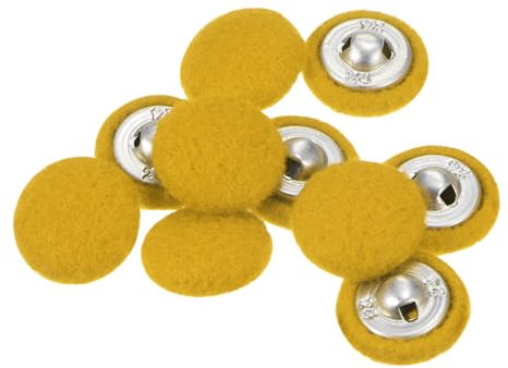 QUARKZMAN 10 Stück Knöpfe Gelb mit Stoffüberzug 15mm Antik Stoffknöpfe Bezogen Nähknöpfe Runde Bastelknöpfe Metallschaft Perlenknöpfe für Mantel Strickjacke Anzüge Kleider Blusen Bastel
