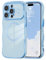 ZTOFERA Magnetic Case for iPhone 14 Pro Max 6.7,Cute Curly Wave Frame Case with Love Heart Pattern,Luxury Plating Edge Full Camera Protection Shockproof Phone Case for Women Girls,Blue