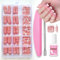 Press On Nails Short - 240pcs False Nails With Glue - Full Cover Acrylic Fake Nail Tips Kit - 15 Size Square Stick On Nails - French Manicure False Nails & Accessories For Women