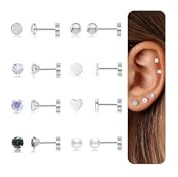 DAILI Helix Piercings Chirurgenstahl Medizinische Titan Ohrstecker für Damen,Gold Silber14K Vergoldet Ohrstecker Set,Hypoallergene Klein Ohrringe ragus Piercing