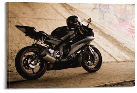 WZKTCL Rennmotorrad-Poster, R6, schwarzes Superbike-Sportbike-Poster, dekorative Malerei, Leinwand, Wandposter und Kunstdruck, moderne Familienschlafzimmer-Dekoration, Poster, 30 x 45 cm