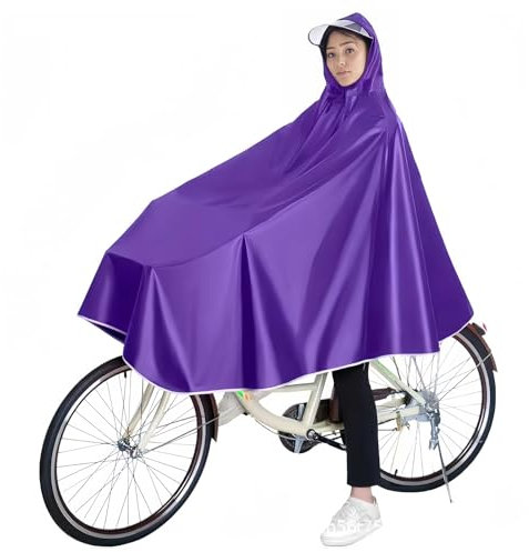 Shengxi Regenponcho Fahrrad Wasserdicht Regencape Fahrrad Regenjacke Fahrrad Poncho für Mountainbikes Elektrofahrräder Outdoors (DE/NL/SE/PL, Alphanumerisch, Einheitsgröße, Regular, Regular, Lila)