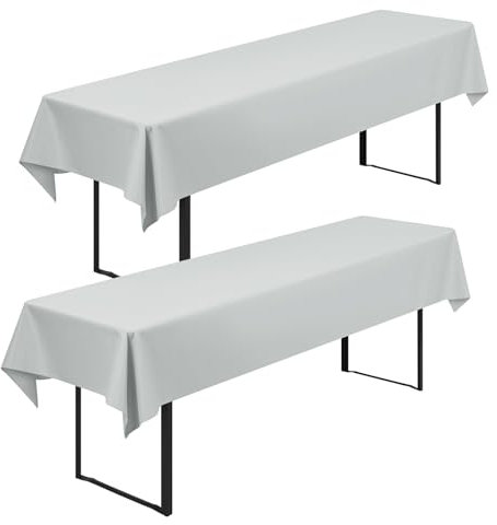 2 Stück Biertisch Tischdecke Universal für 50cm u.70cm Biertische Hussen für Biertisch Biertischhussen Blickdichte Biertisch-Husse Bierzeltgarnitur Waschbar Biertischdecke 100x250cm(Hellgrau)