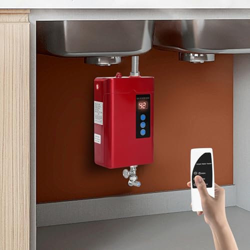 Calentador de agua electrónico de 5 L, con dispositivos de protección, protección contra sobretemperatura y campo de visualización de temperatura, calentador de agua eléctrico hasta 55 ℃ para cocinas,