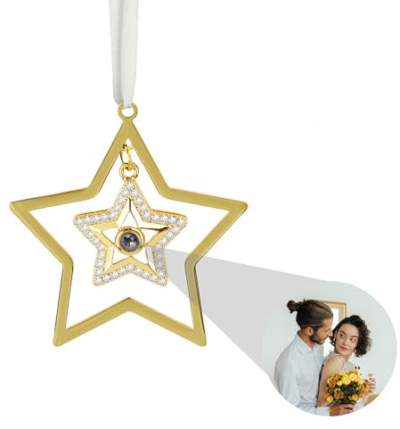 Benutzerdefinierte Foto Ornament für Weihnachtsbaum, personalisierte Weihnachtsschmuck mit Bild innen, hängende Schneeflocke Projektion Anhänger, Familie Weihnachtsschmuck für Xmas Party