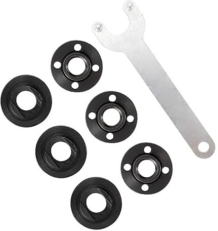 YWBL-WH Grinder Flange Spanner Metal Lock Nut, Angle Grinder Flange Wrench Lock Nut 4.5 5 5/8-11in Metal Spanner 7Pcs Grinder Replacement, Discgrindertool