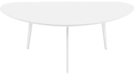 PHOENANCEE Couchtisch Oval, Kleiner Tisch Wohnzimmer, Tischbeine aus massivem Eichenholz, Mitteltisch für Wohnzimmer, 120CM(Weiß)