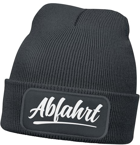 MoonWorks® Damen Beanie Patch Skifahren Strickmütze mit Spruch Team Après Ski Aufdruck Lustig Damenmütze