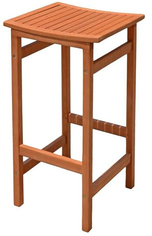 Eukalyptus Garten Barhocker geölt Belastbar bis 100 kg - 75 x 42 cm - Outdoor Tresenhocker aus FSC Massivholz braun - Holz Barstuhl Bistrohocker Sitzhocker Holzhocker Stehstuhl ohne Rückenlehne