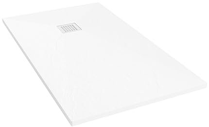 Nebadoon | Plato de Ducha Napoles 70x180 cm - Blanco RAL 9003 - Plato Ducha Resina Antideslizante C3 - Resistente y Aligerado - Capa de Gel Coat Antibacteriano - Incluye Rejilla Acero y Válvula