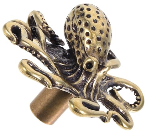 jojofuny Vintage Octopus Cabinet Knobs Nautical Brass Door Pulls Marine Animal Furniture Handles for Dresser Wardrobe Cupboard