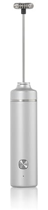 AdHoc Moro Milchaufschäumer MS33 (hellgrau), elektrisch & wiederaufladbar (USB-C), 10.000 U/min, abnehmbarer spülmaschinengeeigneter Quirl, Einhand-Bedienung