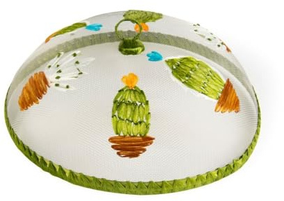 Excelsa Cactus Coprivivande in Metallo con Decoro Cactus, Decorato a Mano in Rafia, 30 cm