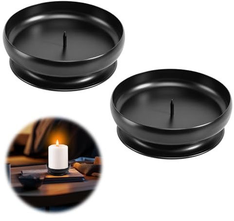 Kerzenhalter Mit Dorn, 2 Stück Kerzenständer Metall Mit Dorn 1cm, Kerzenhalter Stumpenkerzenr, Kerzenhalter Eisen für Hochzeiten Weihnachten Adventskranz sowie Kommunions Taufkerzen